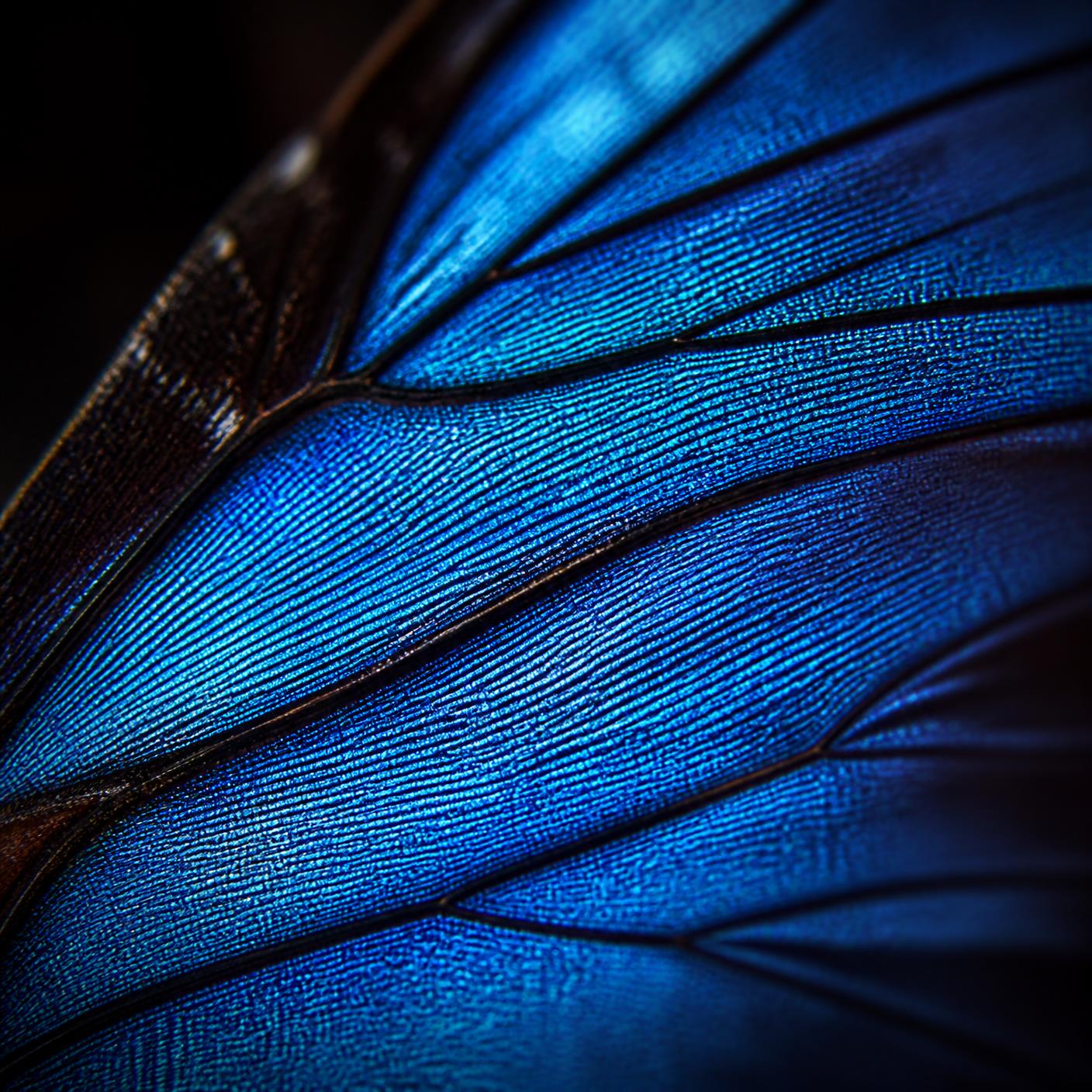Iridescent Blue Morpho butterfly wing